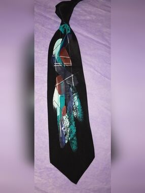 Hand Painted - Monterey "County-by-the-Sea" Men's Wearhouse Hand Sewn Silk Tie